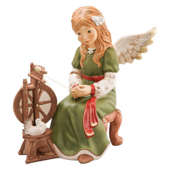 Goebel - Kerst | Decoratief beeld / figuur Engel sprookjes spinnewiel | Aardewerk - 36cm - Limited Edition