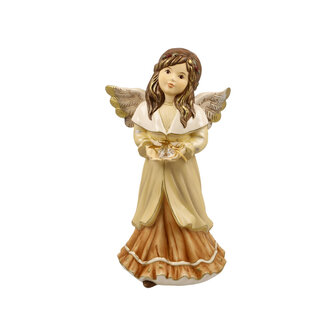 Goebel - Christmas | Decorative statue / figure Angel warm winter greetings yellow | Pottery - 25cm