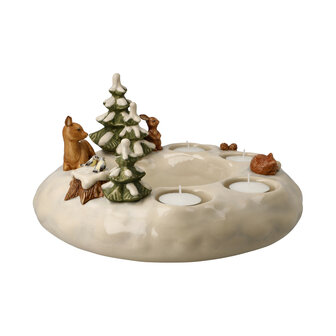 Goebel - Christmas | Wind light Advent wreath winter forest | Earthenware - 27 cm - tea light - tea light holder