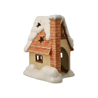 Goebel - Christmas | Windlight Cottage | Earthenware - 17 cm - tea light - tea light holder