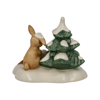 Goebel - Kerst | Decoratief beeld / figuur Grappig konijn | Aardewerk - 8cm
