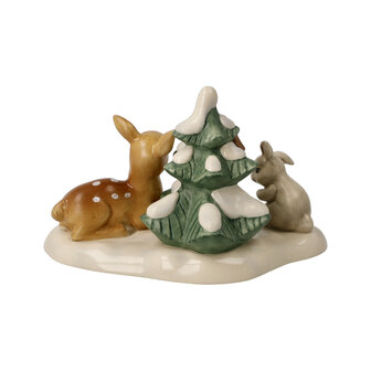 Goebel - Kerst | Decoratief beeld / figuur Ontmoeting van de bosdieren | Aardewerk - 11cm