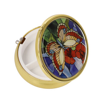 Goebel-Louis Comfort Tiffany | Papillons de pilulier | M&eacute;tal - 5cm - 3 compartiments