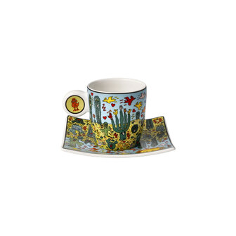 Goebel - James Rizzi | Cup and Saucer Espresso Desert Life | Porcelain - 10cm - 100ml
