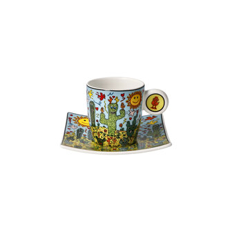 Goebel - James Rizzi | Cup and Saucer Espresso Desert Life | Porcelain - 10cm - 100ml