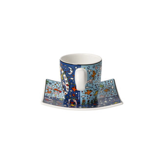 Goebel - James Rizzi | Cup and Saucer Espresso Give Peace a Chance | Porcelain - 10cm - 100ml