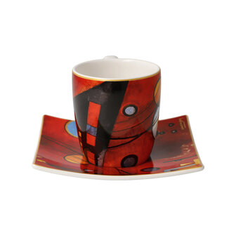 Goebel - Wassily Kandinsky | Kop en schotel Espresso Zwaar rood | Porselein - 10cm - 100ml