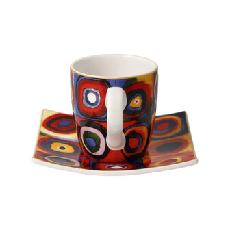 Goebel - Vassily Kandinsky | Carr&eacute;s expresso pour tasse et soucoupe | Porcelaine - 10cm - 100ml
