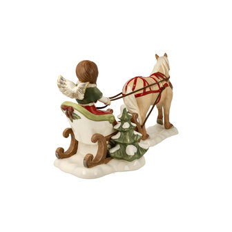 Goebel - Christmas | Decorative statue / figure Angels winter sleigh ride | Earthenware - 37cm
