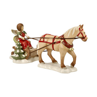 Goebel - Christmas | Decorative statue / figure Angels winter sleigh ride | Earthenware - 37cm