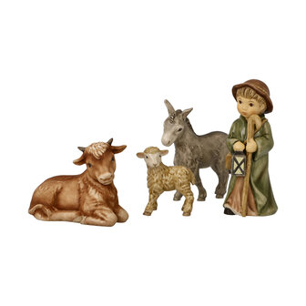 Goebel - Christmas | Decorative statue / figure Nativity set Animals and Shepherd | Earthenware - 11cm