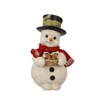 Goebel - Kerst | Decoratief beeld / figuur Sneeuwpop Paar Tjilpende Vogels