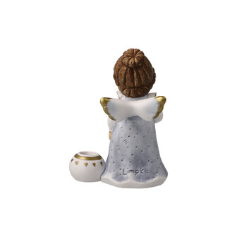 Goebel - Nina et Marco | Statue / figurine d&eacute;corative Bougeoir ange - ch&eacute;rie | Porcelaine - 10cm