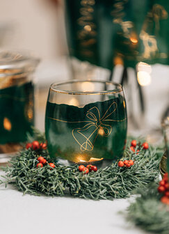 Goebel - VOLA | Lantern / Tealight Christmas Classic I | Glass - 10cm - tea light holder - with real gold