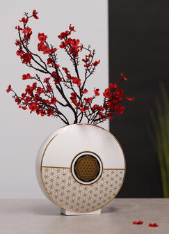 Goebel - Lotus | Vaas Yin Yang zwart - Levensbloem wit | Porselein - 16cm