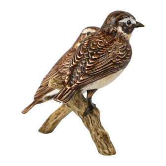 Goebel - Birds | Decorative statue / figure Bird of the Year 2023 - Whinchat pair | Porcelain - 11cm