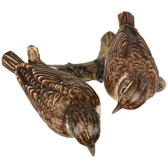 Goebel - Vogels | Decoratief beeld / figuur Vogel van het Jaar 2023 - Whinchat-paar | Porselein - 11cm