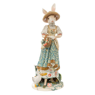 Goebel - Fitz and Floyd | Decoratief beeld / figuur Haas met mand met bloemen