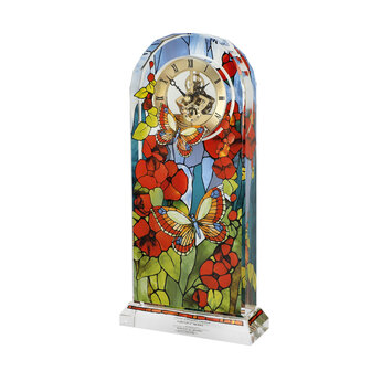 Goebel - Louis Confort Tiffany | Horloge de table Papillon | Verre - 32 cm