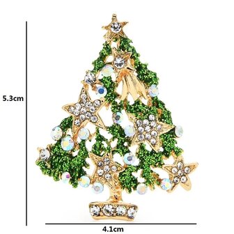 Brosche 036 Weihnachtsbaum mit Sternen