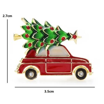 Brosche 043 Auto mit Weihnachtsbaum
