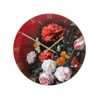 Goebel - Jan Davidsz de Heem | Horloge murale Fleurs dans un vase | Porcelaine - 31 cm - avec de l&#039;or v&eacute;ritable