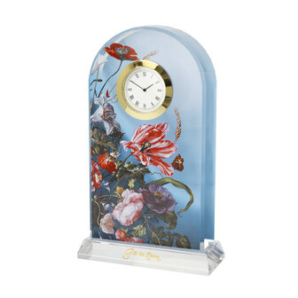 Goebel - Jan Davidsz de Heem | Horloge de table Fleurs d&#039;&eacute;t&eacute; | Verre - 18 cm - avec de l&#039;or v&eacute;ritable