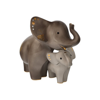 Goebel - Elephant | Decoratief beeld / figuur Kindani &amp; Latika | Aardewerk - 24cm - olifant - met echt goud - Limited Edition