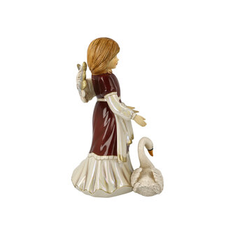 Goebel - No&euml;l | Statue / figurine d&eacute;corative Ange Cygne ami | Fa&iuml;ence - 26cm