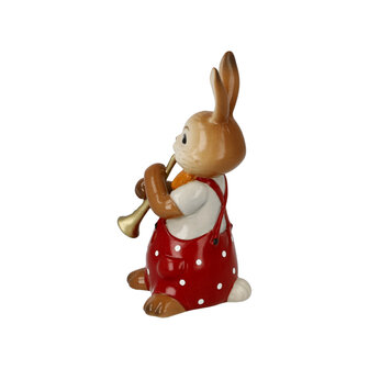 Goebel - Easter | Decorative statue / figure Hare Dear flute player | Earthenware - 8cm - Easter Bunny