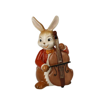 Goebel - Easter | Decorative image Hare A cheerful bassist | Earthenware - 8cm - Easter Bunny