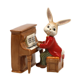 Goebel - Easter | Decorative statue Hare Piano player | Earthenware - 9cm - Easter Bunny