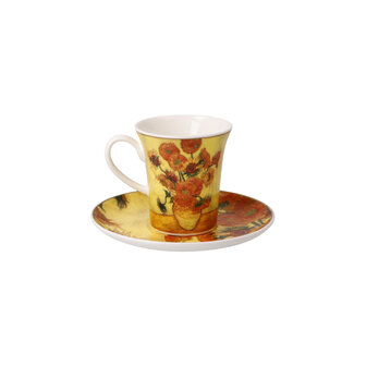 Goebel - Vincent van Gogh | Cup and saucer Espresso Sunflowers | Porcelain - 12cm - 100ml