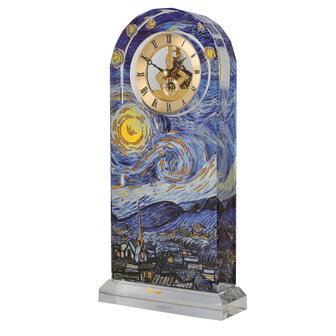 Goebel-Vincent van Gogh | Horloge de Table Nuit &Eacute;toil&eacute;e | Verre - 32 cm - avec de l&#039;or v&eacute;ritable