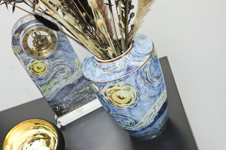Goebel - Vincent van Gogh | Table Clock Starry Night | Glass - 32cm - with real gold