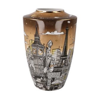 Goebel - Charles Fazzino | Vase Traveling the World | Pop Art - porcelain - 24cm