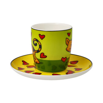 Goebel - Ed Heck | Cup and saucer Espresso Love Cat | Porcelain - 12cm - 100ml