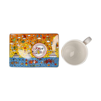 Goebel - James Rizzi | Cup and saucer The Romance of the Sea | Porcelain - 19cm - 400ml