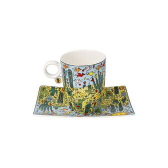 Goebel - James Rizzi | Cup and saucer Desert Life | Porcelain - 19cm - 400ml