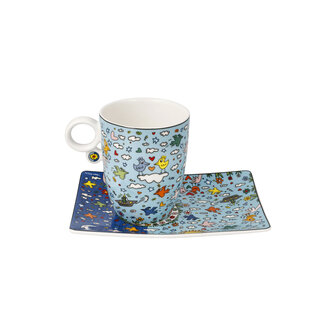 Goebel-James Rizzi | Tasse et soucoupe Donnez une chance &agrave; la paix | Porcelaine - 19cm - 400ml