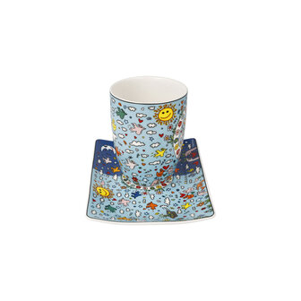 Goebel - James Rizzi | Kop en schotel Give Peace a Chance | Porselein - 19cm - 400ml