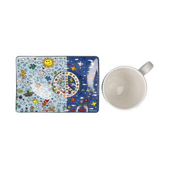 Goebel-James Rizzi | Tasse et soucoupe Donnez une chance &agrave; la paix | Porcelaine - 19cm - 400ml