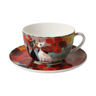 Goebel - Rosina Wachtmeister | Cup and saucer Cappuccino Lestate in giardino | Porcelain - 500ml