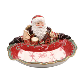 Goebel - Fitz and Floyd | Decoratieve schaal Kerstman | Aardewerk - 32cm