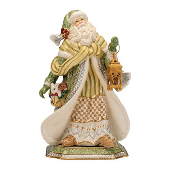 Goebel - Fitz and Floyd | Decoratief beeld / figuur Kerstman met lantaarn | Aardewerk - 33cm - kerst