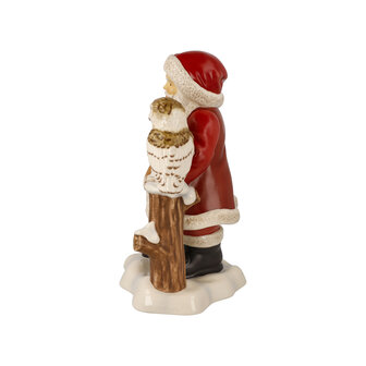 Goebel - Kerst | Decoratief beeld Kerstman met uil | Aardewerk - 25cm - Limited Edition