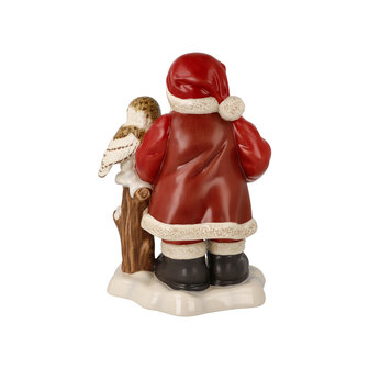 Goebel - Kerst | Decoratief beeld Kerstman met uil | Aardewerk - 25cm - Limited Edition