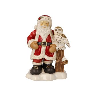 Goebel - Kerst | Decoratief beeld Kerstman met uil | Aardewerk - 25cm - Limited Edition