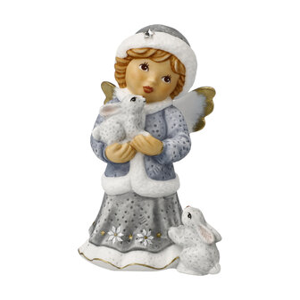 Goebel - Nina &amp; Marco | Decoratief beeld Engel Winterwandeling | Porselein - 10cm - Limited Edition