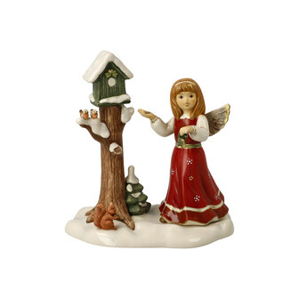 Goebel - Kerst | Decoratief beeld Engel Hemels bezoek | Aardewerk - 19cm